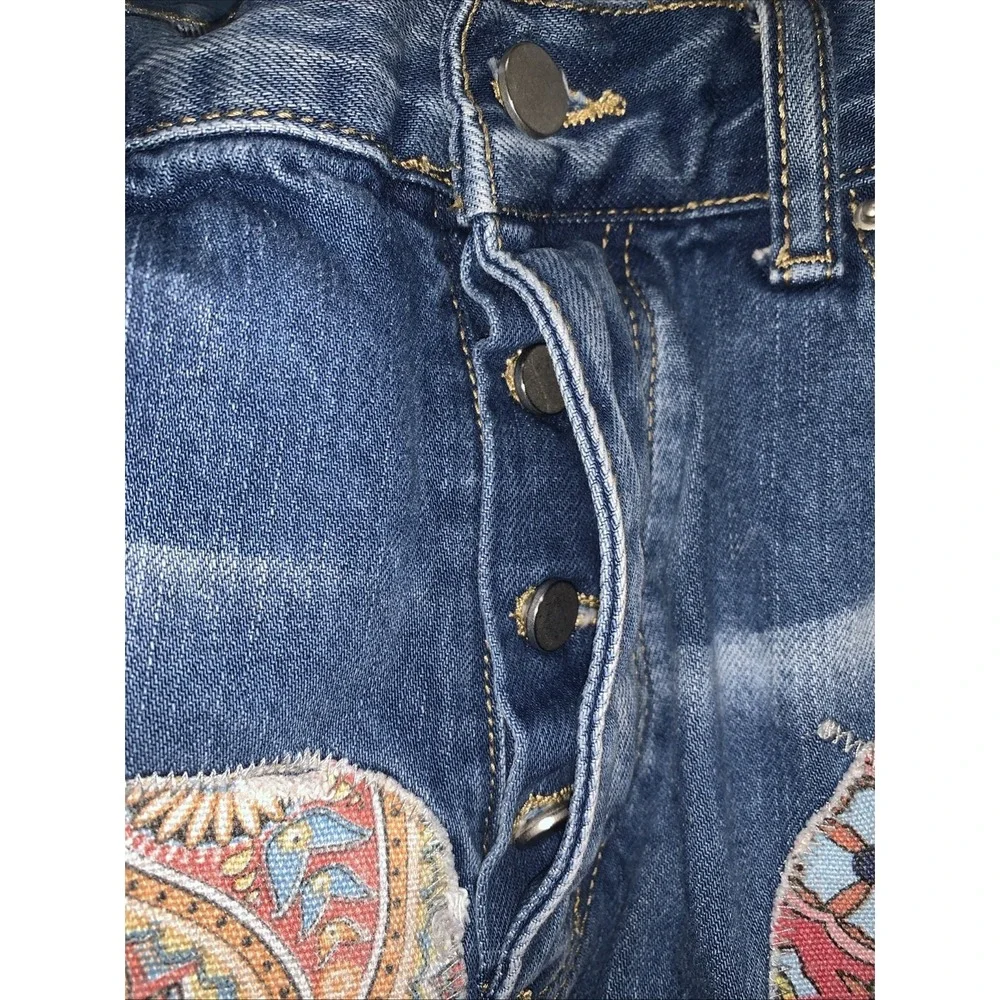 MNML Patchwork Jeans Mens 34x31 Embroidered Distressed Unisex Streetwear